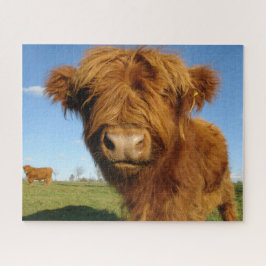 Quebra-cabeça Floffy Scottish Highland Cow - Blue Sky