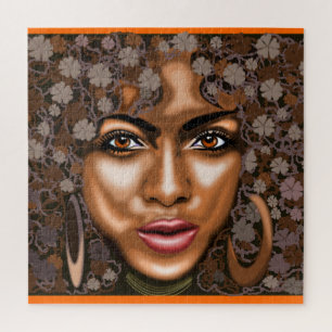 Quebra-cabeça Flor Africano - Mulher Bonito - Arte