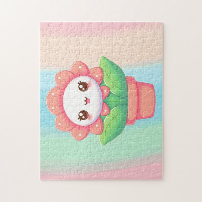 Quebra-cabeça Flor branca, branca, pote (Vertical)