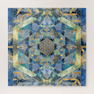 Quebra-cabeça Flor da Vida em Ornamento Sagrado de Mármore Geom