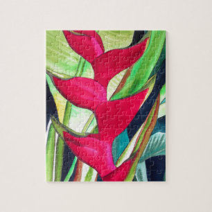 Quebra-cabeça Flor de aguarela tropical Heliconia Lagosta
