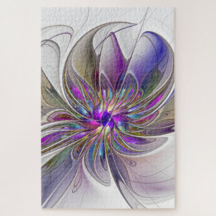 Quebra-cabeça Flor de Arte Abstrato, Enérgica e Colorida