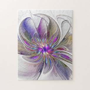 Quebra-cabeça Flor de Arte Abstrato, Enérgica e Colorida