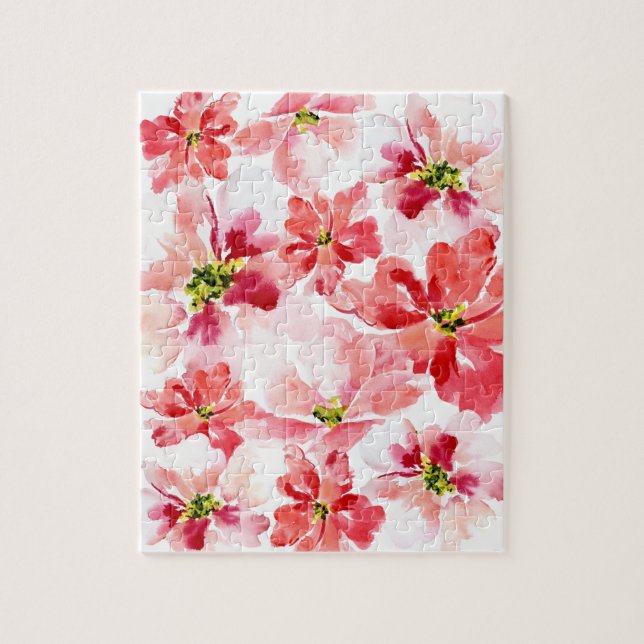 Quebra-cabeça Flor de cor-de-água rosa e vermelha (Vertical)
