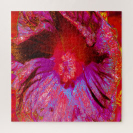 Quebra-cabeça Flor de Hibiscus Vermelho Retro Triquete Psicodéli
