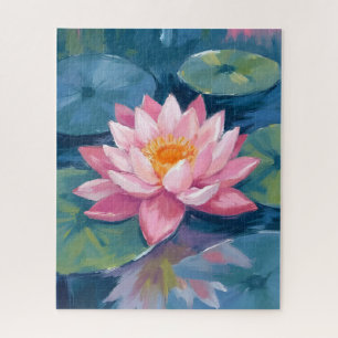 Quebra-cabeça Flor de Lótus Folha de Nenúfar Aquarela