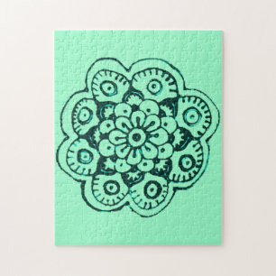 Quebra-cabeça Flor de Lotus (Henna) (cerceta)