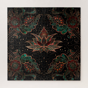 Quebra-cabeça Flor de Lotus - Mármore Vermelho e Malachite