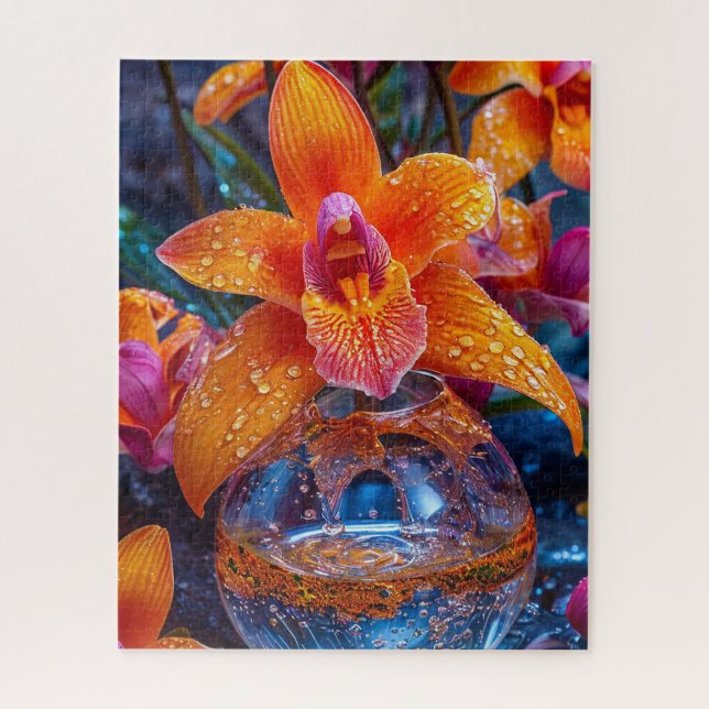 Quebra-cabeça Flor de orquídea laranja (Vertical)