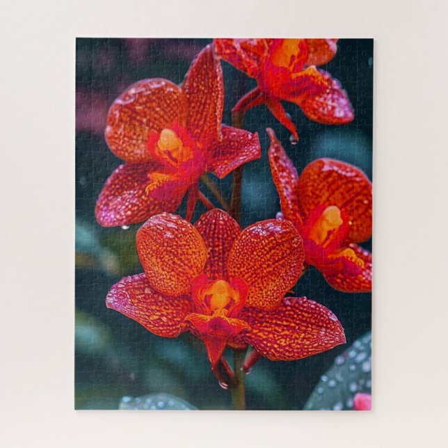 Quebra-cabeça Flor de Orquídea Vermelha (Vertical)