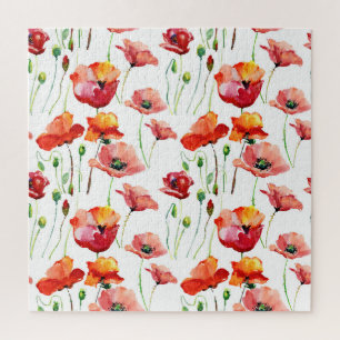 Quebra-cabeça Flor De Papoila: Simples Fundo Sem Olhos.