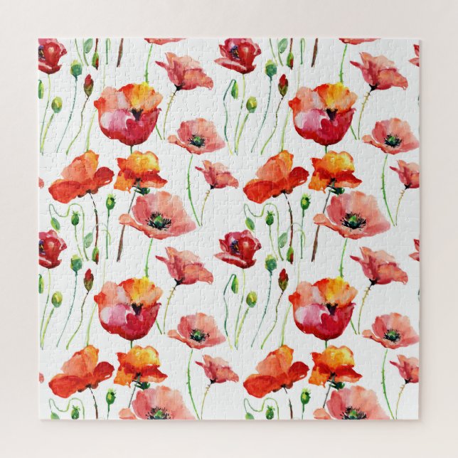 Quebra-cabeça Flor De Papoila: Simples Fundo Sem Olhos. (Vertical)