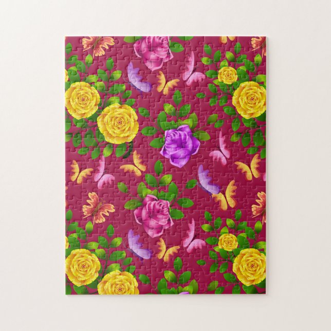 Quebra-cabeça Flor De Rosa Amarelo, Rosa E Puro Elegante (Vertical)