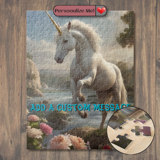 Quebra-cabeça Flor de Unicórnio Branco Personalizado
