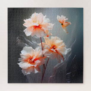 Quebra-cabeça Flor Elegante Abstrata Rosa Névoa Fluida