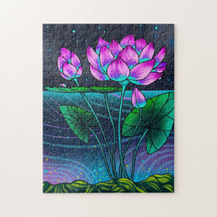 Quebra-cabeça flor em uma noite escura
