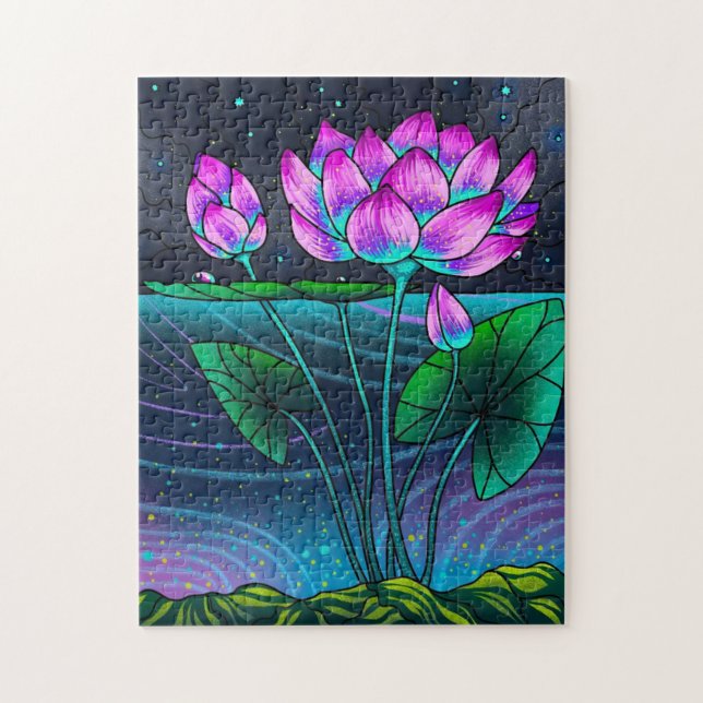 Quebra-cabeça flor em uma noite escura (Vertical)
