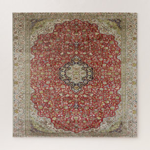 Quebra-cabeça Flor floral vermelha padrão persa de turcos elegan