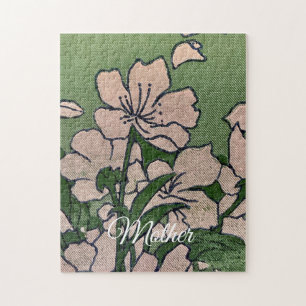 Quebra-cabeça Flor Verde Rosa