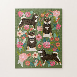 Quebra-cabeça Florais Black and Tan Shiba Inu