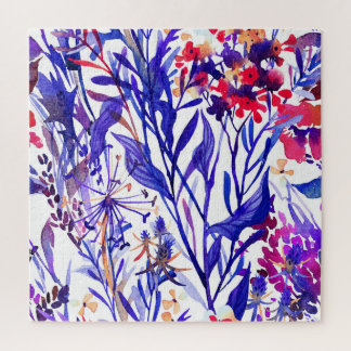 Quebra-cabeça Florais de Aquarelas Opulentes: Fundo do Jardim.