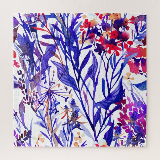 Quebra-cabeça Florais de Aquarelas Opulentes: Fundo do Jardim. (Vertical)