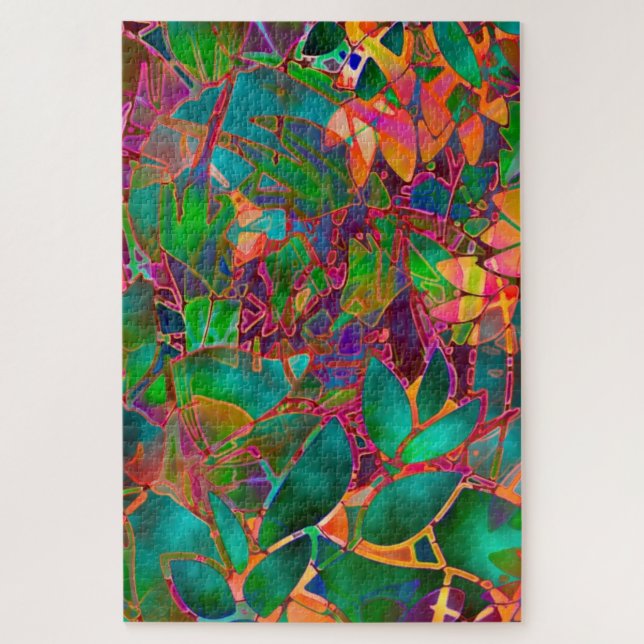 Quebra-cabeça Floral Abstrato Vidro Estreito (Vertical)