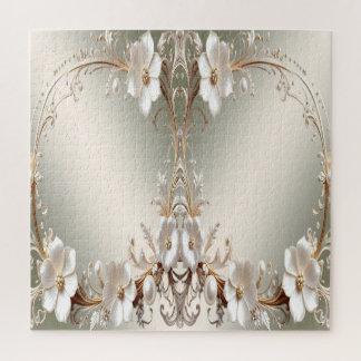Quebra-cabeça Floral Branco Ornamentado