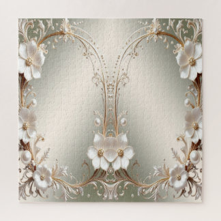 Quebra-cabeça Floral Branco Ornamentado