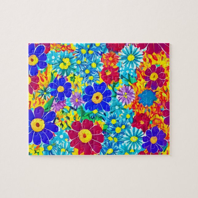 Quebra-cabeça Floral com flores coloridas (Horizontal)