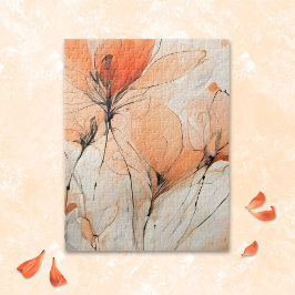 Quebra-cabeça Floral Contemporâneo de Tinta Abstrata Tênue