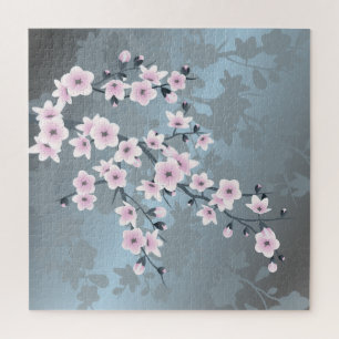 Quebra-cabeça Floral de Flor Azul-Cereja, Cor-de-rosa, cor-de-ro