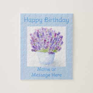 Quebra-cabeça Floral de Lavanda de aquarela com pintura manual