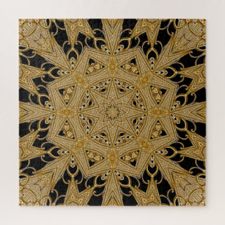 Quebra-cabeça Floral do Ornamentado Negro Dourado
