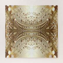 Quebra-cabeça Floral Dourado Ornamentado Moderno