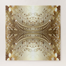 Quebra-cabeça Floral Dourado Ornamentado Moderno