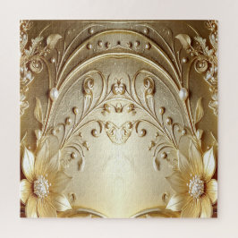 Quebra-cabeça Floral Dourado Ornamentado Moderno