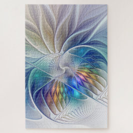 Quebra-cabeça Floral Fantasy, Colorful Abstract Fractal Flower
