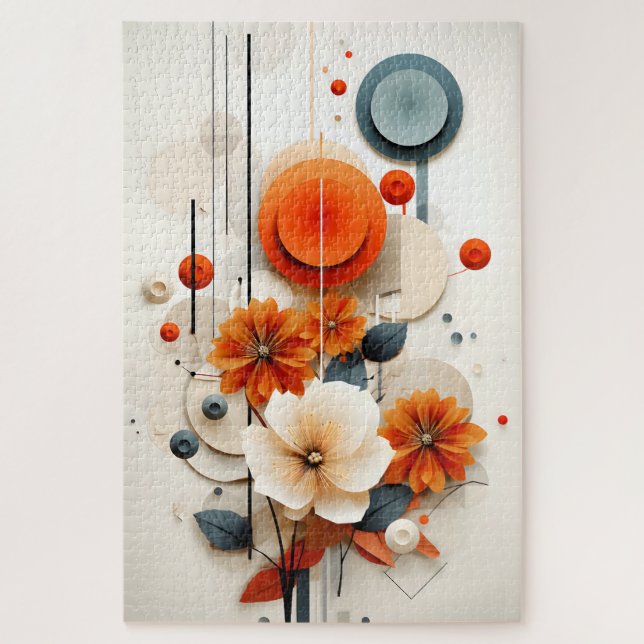 Quebra-cabeça Floral Geométrico Abstrato (Vertical)