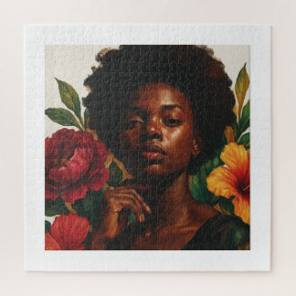 Quebra-cabeça Floral Goddess Afrocentric Portrait Jigsaw Puzzle