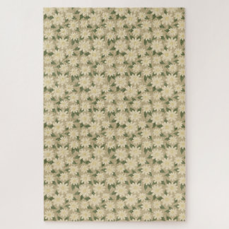 Quebra-cabeça Floral Margarida Vintage em Verde Salvia e Creme