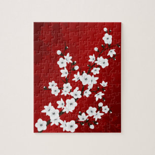 Quebra-cabeça Floral Red E White Cherry Blossoms