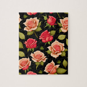 Quebra-cabeça Floral rosa e Rosas vermelhas