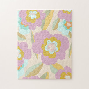 Quebra-cabeça Flores abstrato Padrão Floral Pastel Lilac