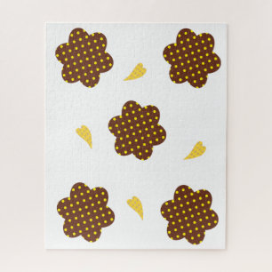 Quebra-cabeça Flores Amarelas e Marrons Corações