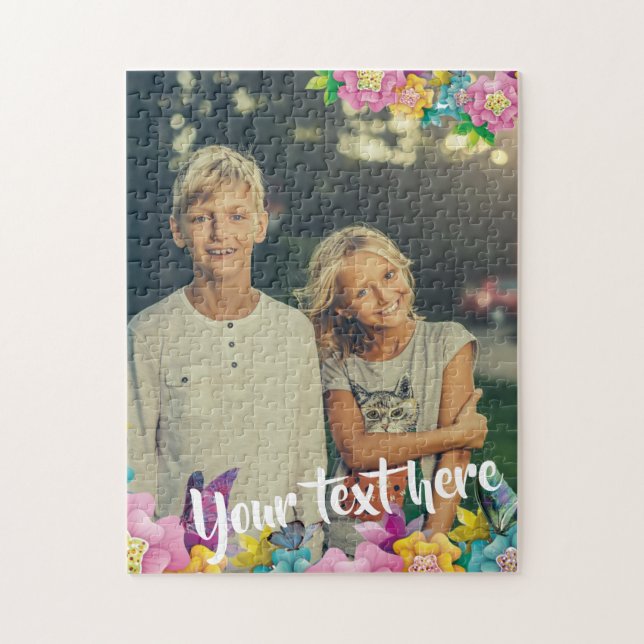 Quebra-cabeça Flores animados e borboletas do texto feito sob (Vertical)