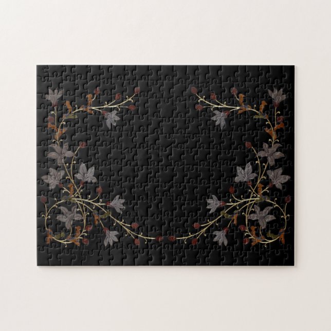 Quebra-cabeça Flores Art Déco em Preto (Horizontal)