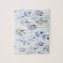 Flores azuis de verão esboço aquoso