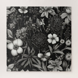 Quebra-cabeça Flores botânicas, pretas e brancas