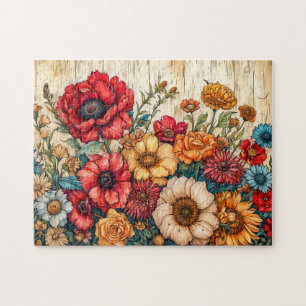 Quebra-cabeça Flores Campestres em Cores Vibrantes de Verão